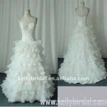 2010 Romantic A-line Ruffle Organza Lace Wedding Dress (KBS03)